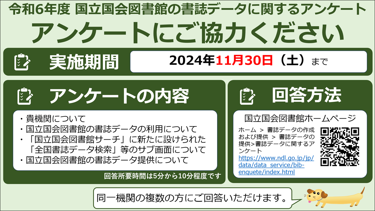 国立国会図書館の書誌データに関するアンケート